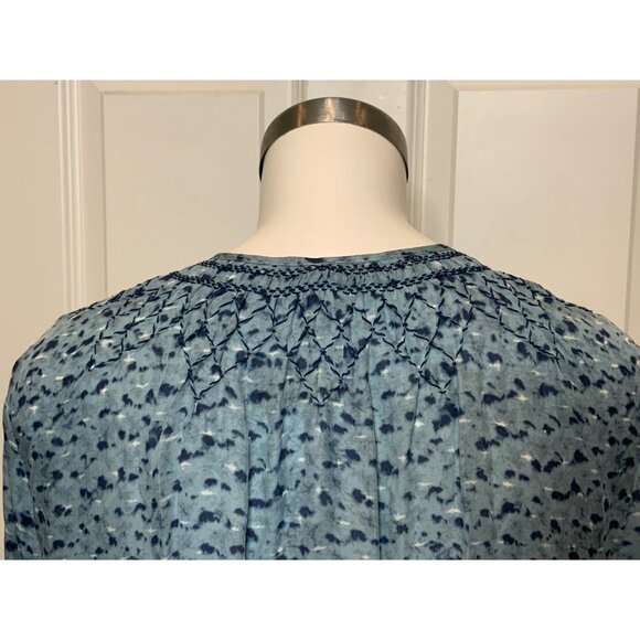 Joie Blue Speckled Silk Tie-Neck Top, Size S - Picture 7 of 9